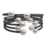 Open Silver Pearl Claw Bracelet Cuff