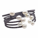 Open Silver Pearl Claw Bracelet Cuff