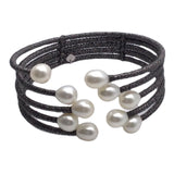 Open Silver Pearl Claw Bracelet Cuff