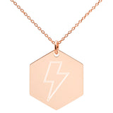 Engraved Silver Hexagon Necklace