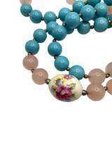 Turquoise Rose Long Layer Necklace