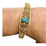 Dramatic Gold Turquoise Arm Candy