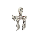 14K white Gold Diamond Chai Pendant