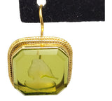 Green Intaglio Glass Earrings