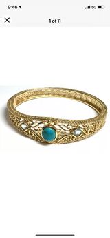 Dramatic Gold Turquoise Arm Candy