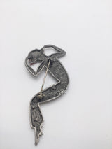 Strike a Pose Vintage Brooch Signed