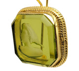 Green Intaglio Glass Earrings