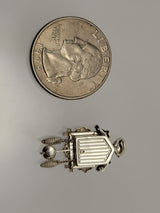 Silver Vintage Cuckoo Clock Moveable Charm Pendant