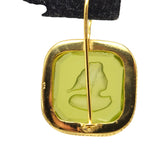 Green Intaglio Glass Earrings
