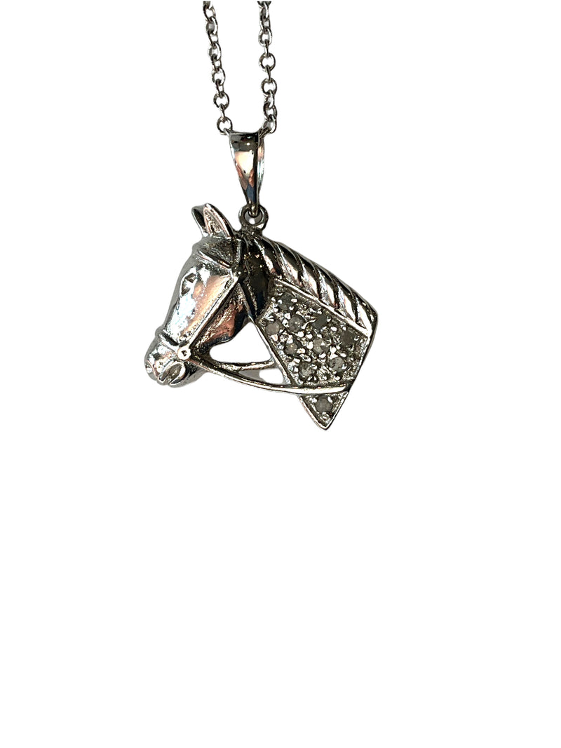 Diamond Silver Horse Necklace
