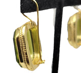 Green Intaglio Glass Earrings