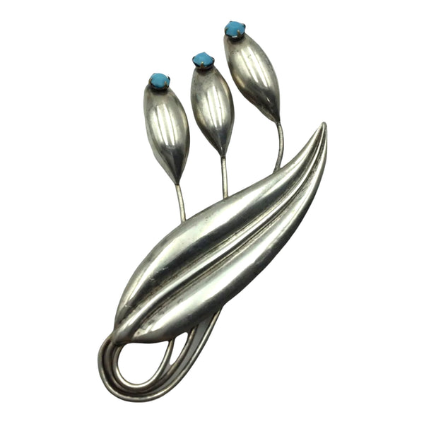 Turquoise Sterling Bouquet Brooch