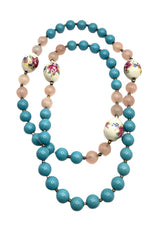 Turquoise Rose Long Layer Necklace