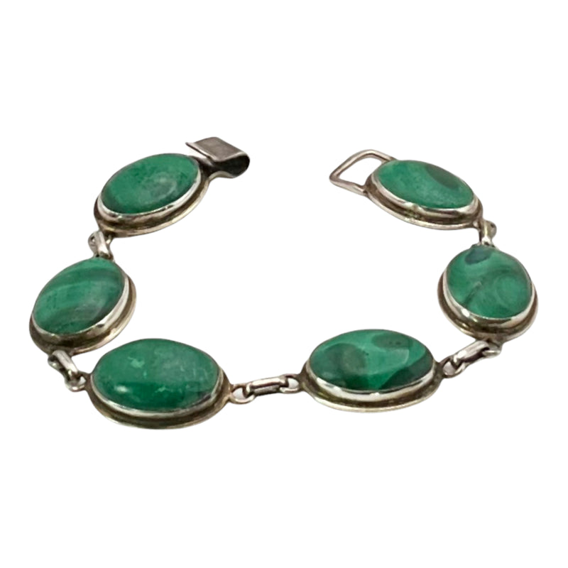 Green Malachite silver bracelet