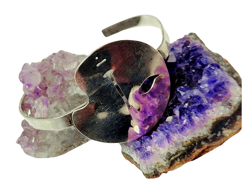 Modernist Sun Face Sterling Silver Cuff